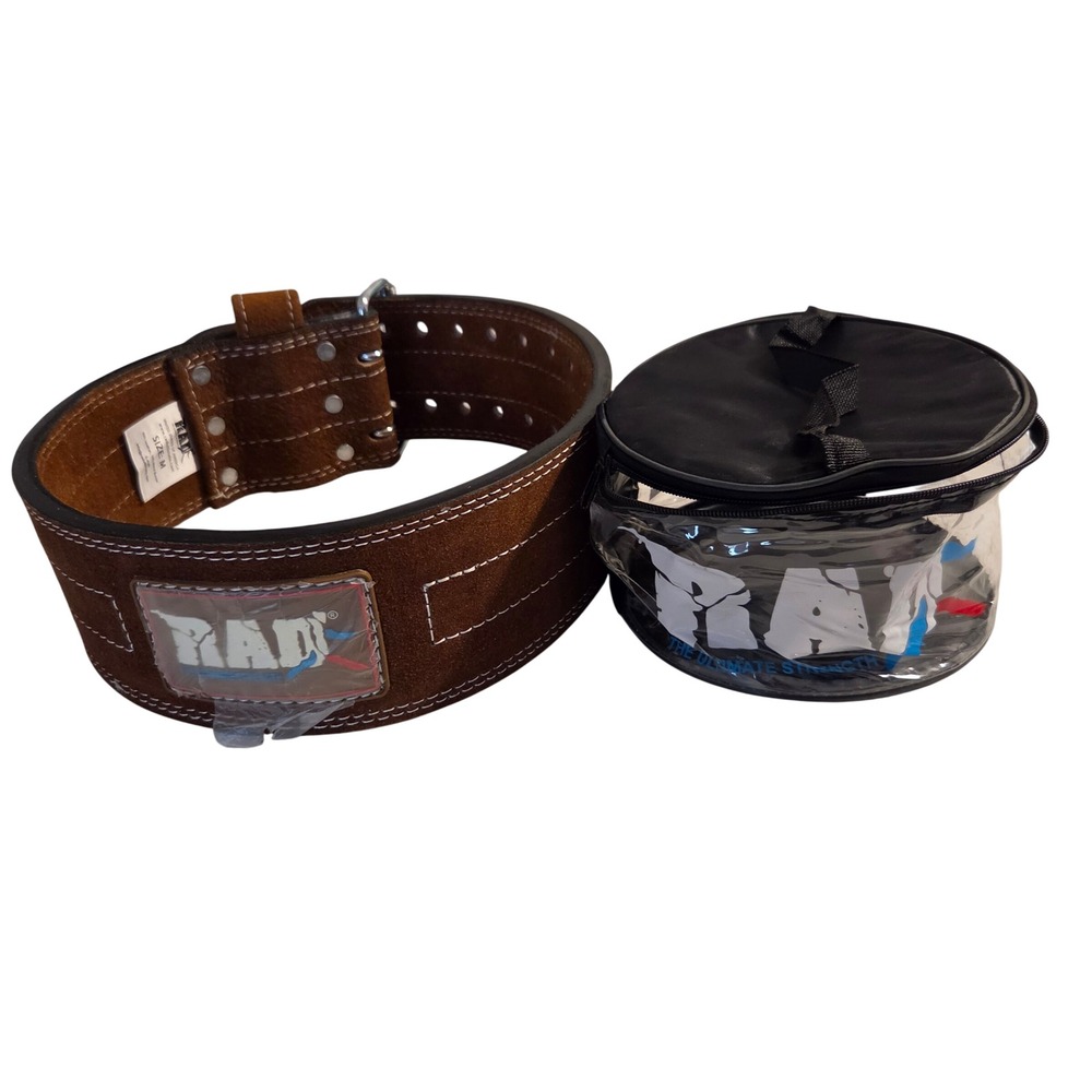 RAD Weightlifting Belt Brown Suede Leather 4 Inch Double Prong Powerlifting M